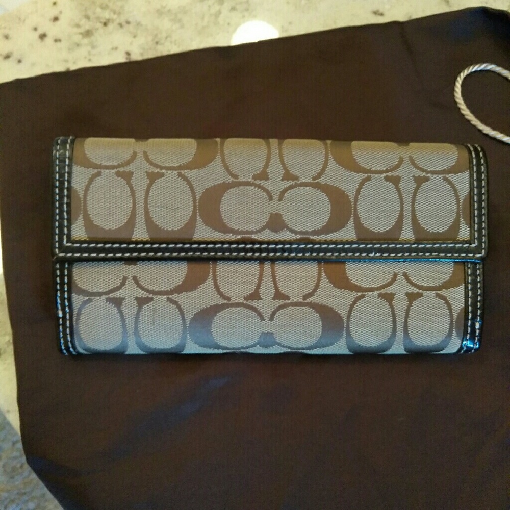 Authentic Coach Brown Canvas Monogram Wallet - image 2